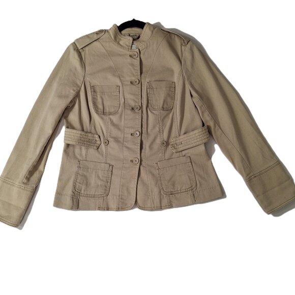 Jessica Sport Y2K Vintage Military Safari Cargo Jacket Blazer Sz 12 Khaki Travel - Picture 6 of 16